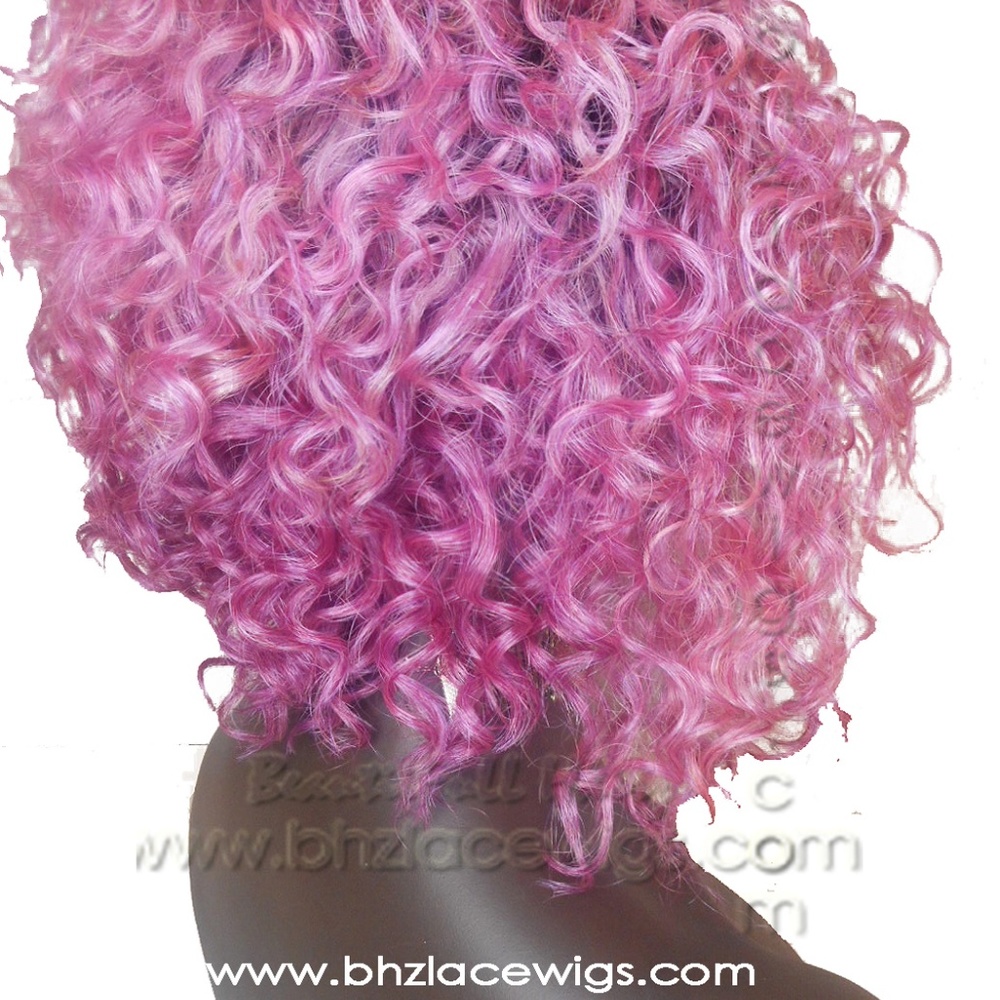 Konie pink wig curly lace PART wig curly bob pink - Picture 3 of 8
